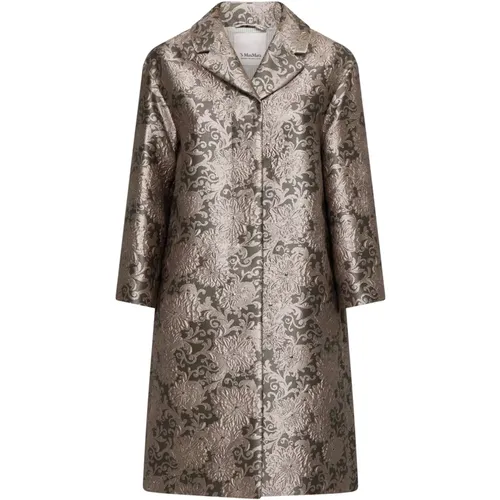 Floral Jacquard Overcoat in Pearl Grey , female, Sizes: M, XS - Max Mara - Modalova