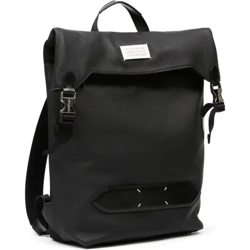Leather Backpack with Logo Detail , male, Sizes: ONE SIZE - Maison Margiela - Modalova