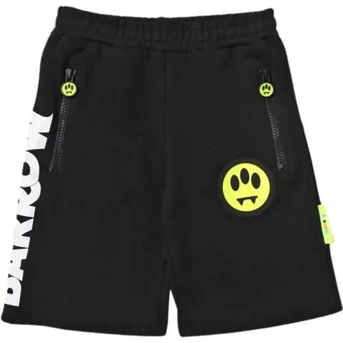 Schwarze Kinder-Bermuda-Shorts mit Smiley-Reißverschlusstaschen - Barrow - Modalova
