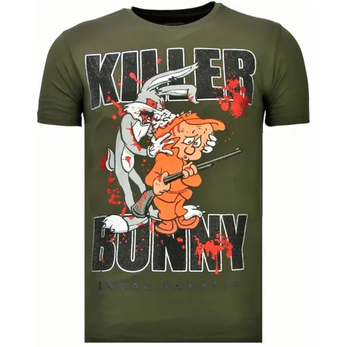 Killer Bunny Rhinestone - Herren T-Shirt - 13-6229K , Herren, Größe: S - Local Fanatic - Modalova