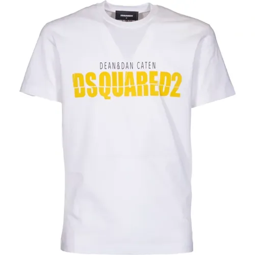 Schwarzes Baumwoll-Rundhals-T-Shirt , Herren, Größe: L - Dsquared2 - Modalova