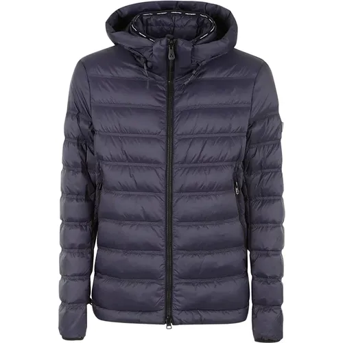 Kurze Blaue Nylon Kapuzenjacke - Peuterey - Modalova