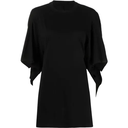 Schwarzes Baumwoll-Jersey T-Shirt mit Offenem Rücken - MM6 Maison Margiela - Modalova