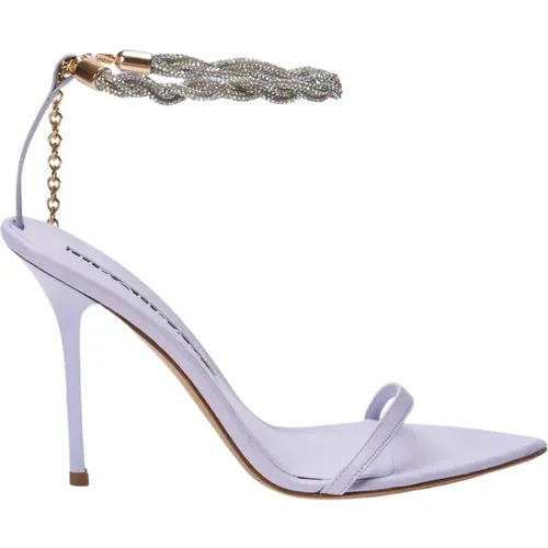 Elegant Satin Sandals with Crystal Strap , female, Sizes: 8 UK - Hibourama - Modalova