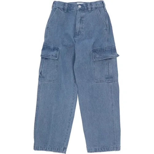 Cargo Denim Hose Weites Bein , Herren, Größe: W28 - Obey - Modalova