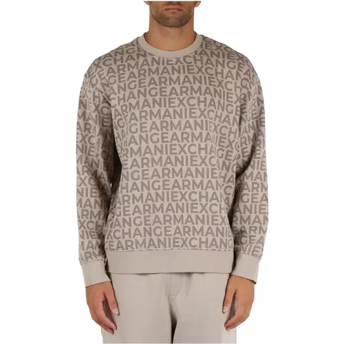 Baumwolle Logo Sweatshirt All Over Print , Herren, Größe: L - Armani Exchange - Modalova