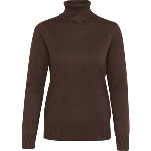 Dark Oak Melange Rollneck Sweater , female, Sizes: 2XL - Saint Tropez - Modalova