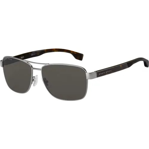 Matte Ruthenium/Grey Sunglasses , male, Sizes: 60 MM - Hugo Boss - Modalova