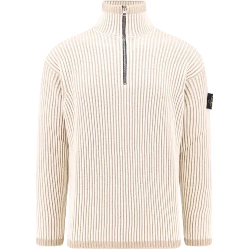 Gerippter Virgin-Woll-Halbzip-Sweater , Herren, Größe: L - Stone Island - Modalova