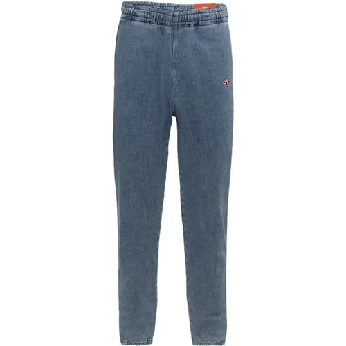 Slim Fit Jeans mit gerippten Bündchen , Herren, Größe: L - Diesel - Modalova