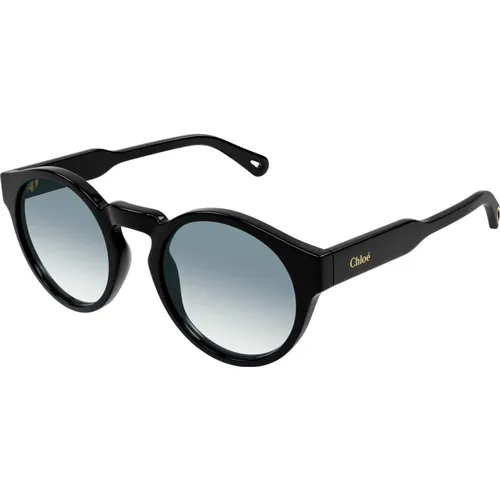 Schwarze/Blau Getönte Sonnenbrille , Damen, Größe: 52 MM - Chloé - Modalova