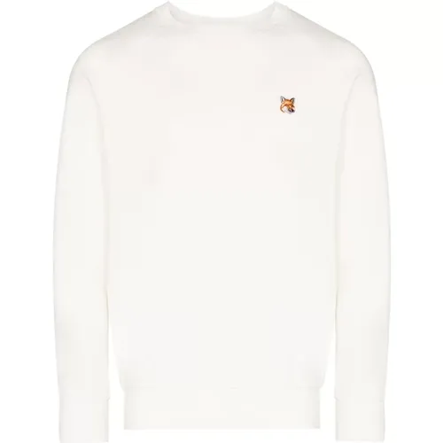 Weißer Pullover mit Logo-Stickerei , Herren, Größe: L - Maison Kitsuné - Modalova