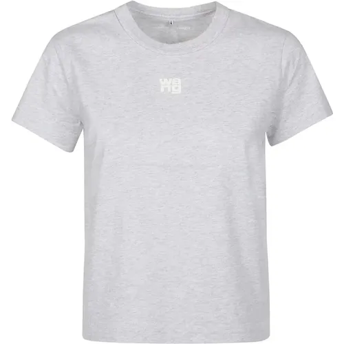 Puff Logo Bound Neck Essential Shrunk T-Shirt , female, Sizes: S, XS - T by Alexander Wang - Modalova