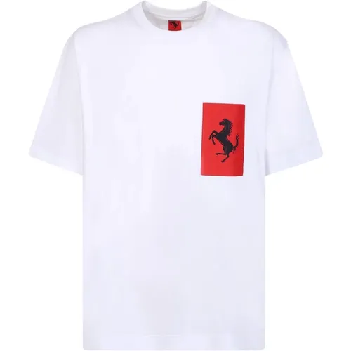 Logo-patch crew neck T-shirt , male, Sizes: M - Ferrari - Modalova