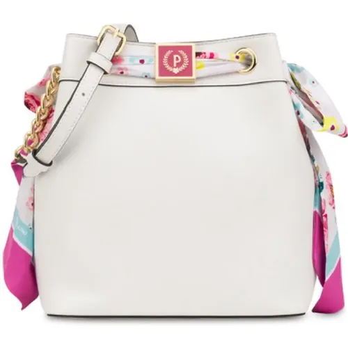 Bucket Bag with Adjustable and Detachable Shoulder Strap and Floral Scarf , female, Sizes: ONE SIZE - Pollini - Modalova