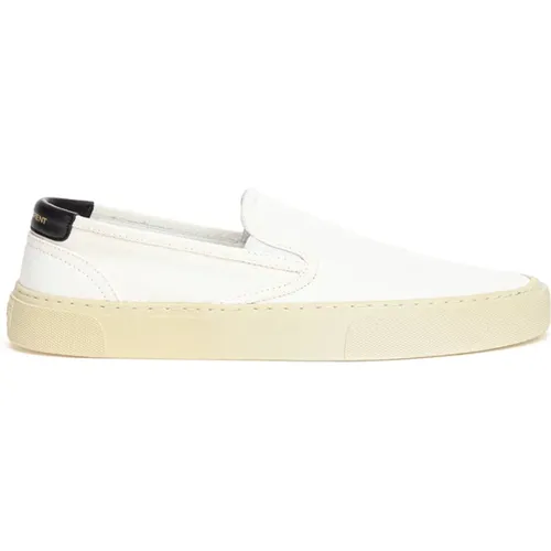 Canvas Slip-On Sneakers in Weiß , Damen, Größe: 38 EU - Saint Laurent - Modalova