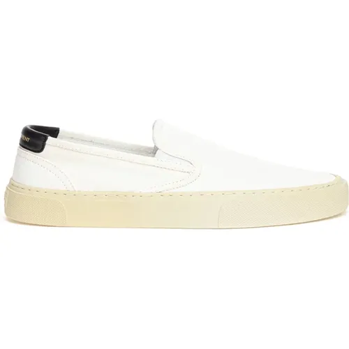 Canvas Slip-On Sneakers in Weiß , Damen, Größe: 35 1/2 EU - Saint Laurent - Modalova