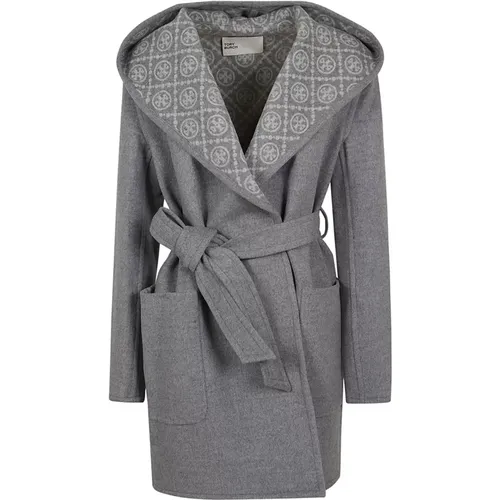 Grey Wool Coat Aw24 , female, Sizes: 2XS, XS - TORY BURCH - Modalova