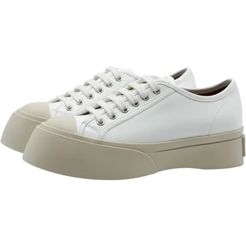 Weiße Leder Plateau Sneakers , Damen, Größe: 39 EU - Marni - Modalova