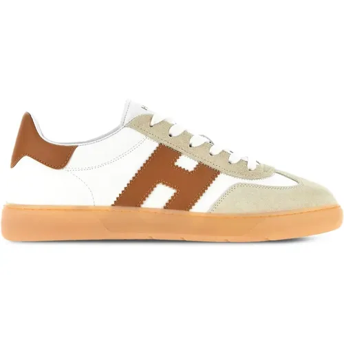 Weiße Ledersneakers mit Wildledereinsätzen , Herren, Größe: 39 EU - Hogan - Modalova