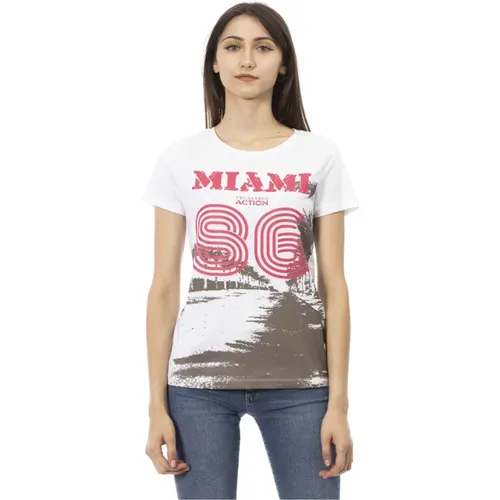 Casual T-Shirt mit Rundhalsausschnitt , Damen, Größe: L - Trussardi - Modalova