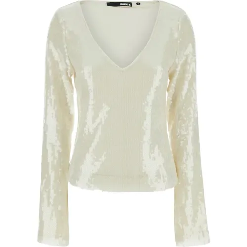 Weißes Sequins V-Neck Top , Damen, Größe: L - ROTATE Birger Christensen - Modalova