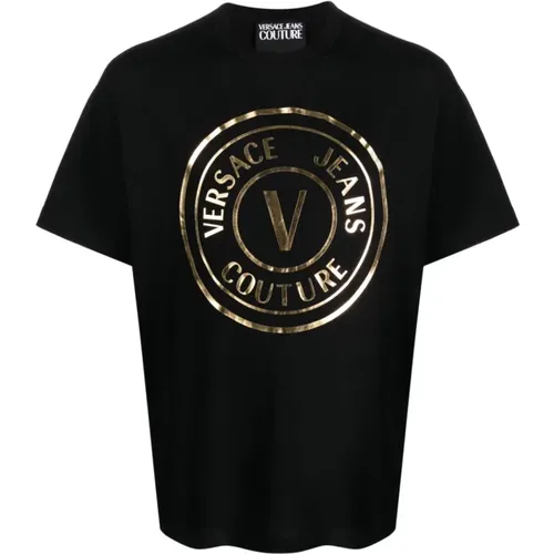 Logo T-Shirt Schwarz , Herren, Größe: L - Versace Jeans Couture - Modalova