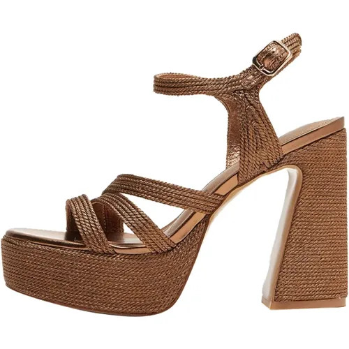 Goldene Sandalen Elegantes Must-Have , Damen, Größe: 40 EU - Emanuelle Vee - Modalova