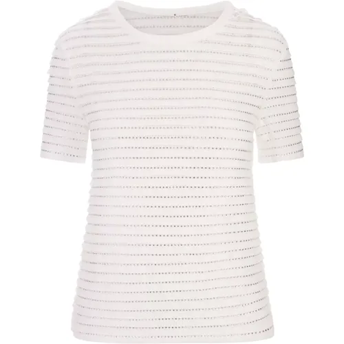 Weißes T-Shirt mit Micro Ruffles - Ermanno Scervino - Modalova