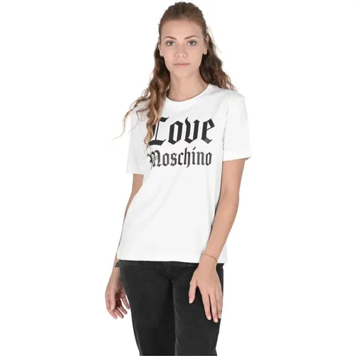 Weißes Baumwoll-T-Shirt - Love Moschino - Modalova