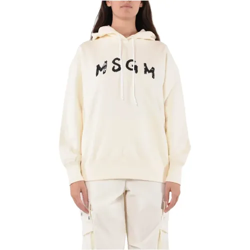 Hooded Sweatshirt with Sequin Logo , female, Sizes: XS - Msgm - Modalova