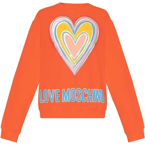 Handmade Cotton Crewneck Training Shirt , female, Sizes: 2XS, XS, L, M, S - Love Moschino - Modalova