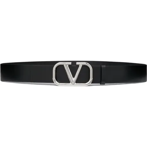 Schwarzer Ledergürtel mit VLogo Signature , Herren, Größe: 100 CM - Valentino Garavani - Modalova
