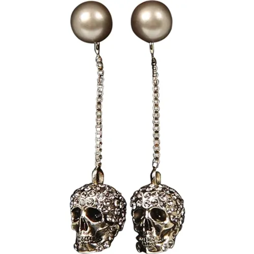 Crystal Skull Chain Earrings , female, Sizes: ONE SIZE - alexander mcqueen - Modalova