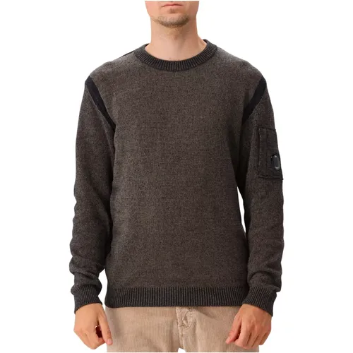 Grüner Strickpullover mit Reißverschlusstasche , Herren, Größe: L - C.P. Company - Modalova