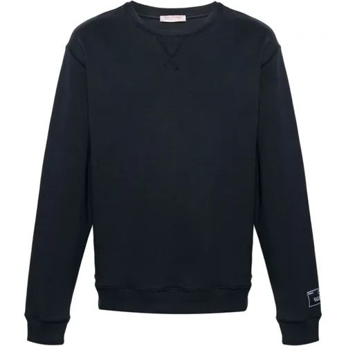 Marineblauer Sweatshirt mit Logo Patch , Herren, Größe: L - Valentino - Modalova