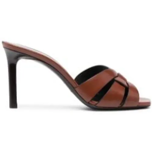 Elevate Your Shoe Game with Heeled Mules , female, Sizes: 2 UK, 3 UK, 7 UK - Saint Laurent - Modalova