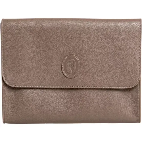 Stylish Clutch with Magnetic Button Closure , male, Sizes: ONE SIZE - Trussardi - Modalova