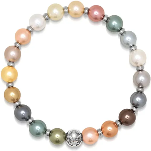 Pastell Perlen Armband mit Silber , Herren, Größe: M - Nialaya - Modalova