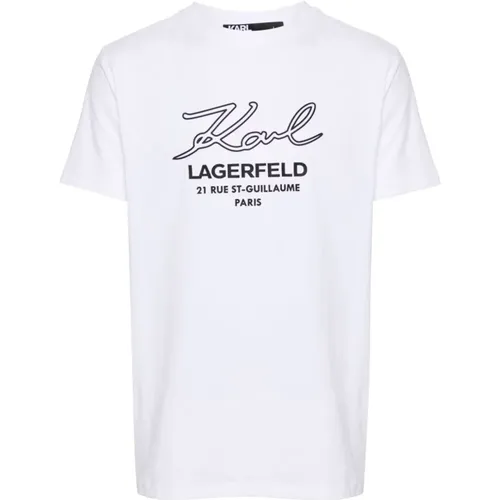 Logo-Applikation Rundhals T-Shirt , Herren, Größe: XL - Karl Lagerfeld - Modalova