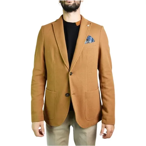 Camel Jackets with Two Button Closure , male, Sizes: M - Manuel Ritz - Modalova