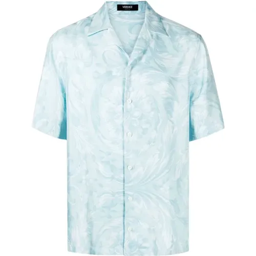 Silk Barocco Print Shirt , male, Sizes: XL - Versace - Modalova