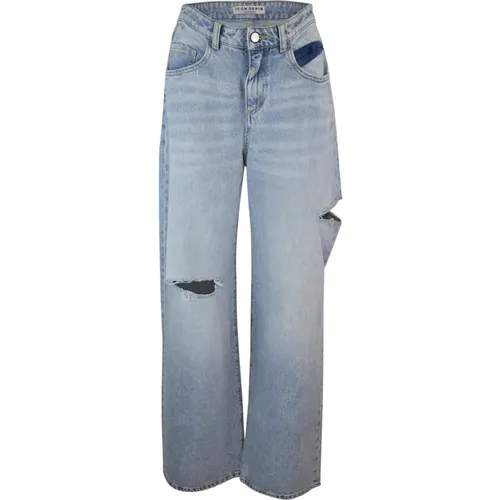 Klare Blaue High-Waist-Rigid-Denim-Jeans , Damen, Größe: W24 - Icon Denim - Modalova