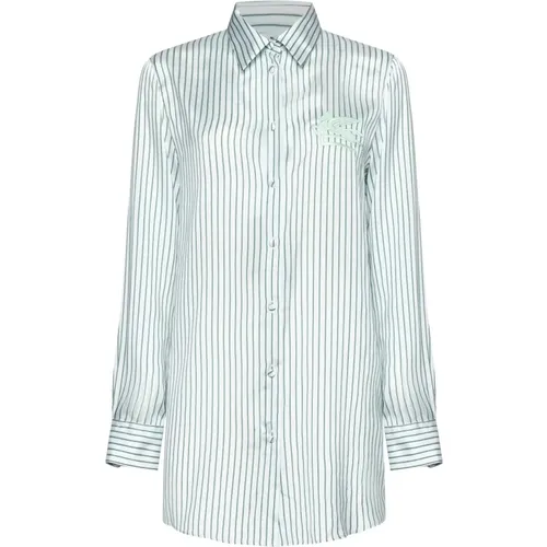 Green Striped Silk Shirt Pegaso Motif , female, Sizes: S - ETRO - Modalova