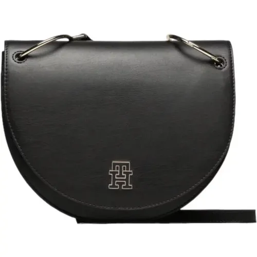 Faux Leather Shoulder Bag with Metal Logo , female, Sizes: ONE SIZE - Tommy Hilfiger - Modalova