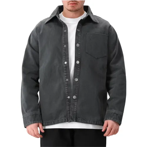 Schwarzes Overshirt Einfacher Stil , Herren, Größe: L - Ami Paris - Modalova