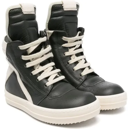 Grüne Leder High Top Sneakers - Rick Owens - Modalova