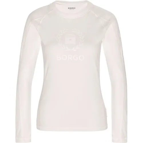 Andalusia Longlap Bianco T-Shirt , Damen, Größe: XS - Borgo - Modalova