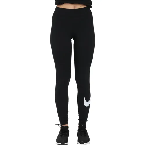 Schwarze Swoosh Leggings , Damen, Größe: M - Nike - Modalova