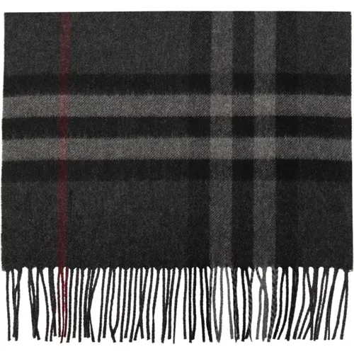 Grey and Red Checked Cashmere Scarf , male, Sizes: ONE SIZE - Burberry - Modalova